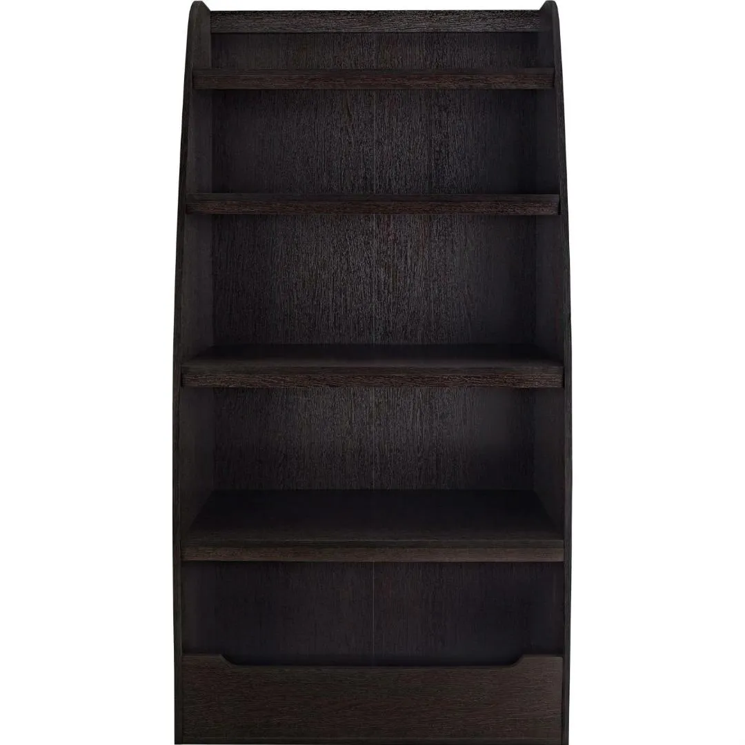 Kids 4-Shelf Bookcase in Espresso Wood Finish Childs Bedroom