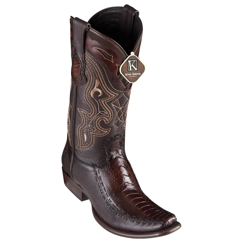 King Exotic Boots #479F0516 Men's | Color Burnished Brown | Men's Wild West Ostrich Leg 3x Toe Boots Handcrafted