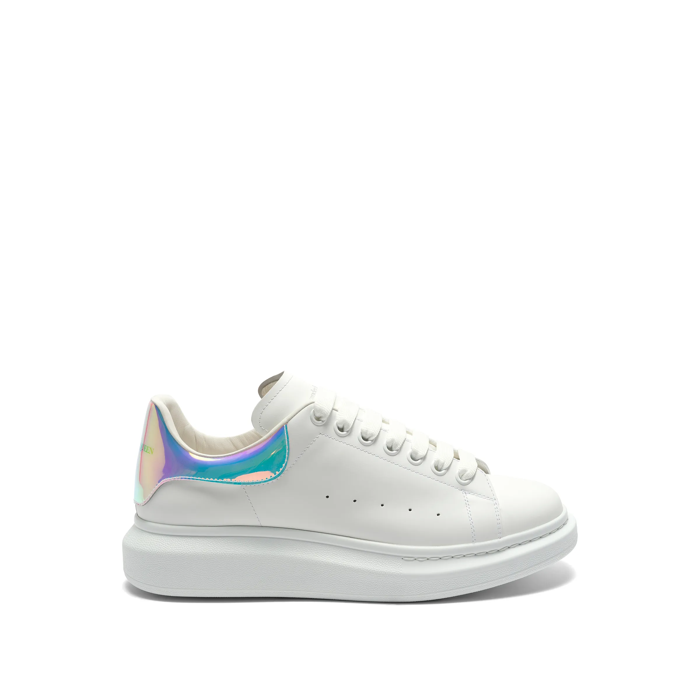 Larry Iridescent Heel Sneaker in White/Shock Pink