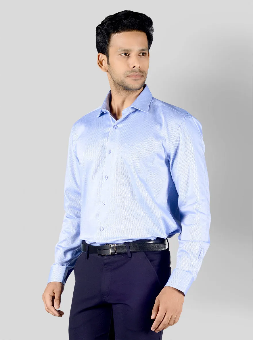 Light Blue Dobby Regular Fit Formal Shirt | JadeBlue