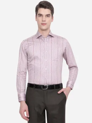 Lilac Pink Printed Slim Fit Formal Shirt | Metal