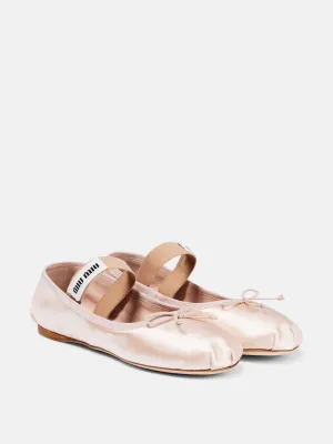 Logo satin ballet flats