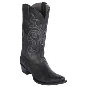 Los Altos Boots Mens #94G0505 Snip Toe | Genuine Ostrich Leg Boots | Color Black | Greasy Finish