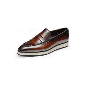 LuxeLeather Exotic Pointed Toe Slip-On Brogues