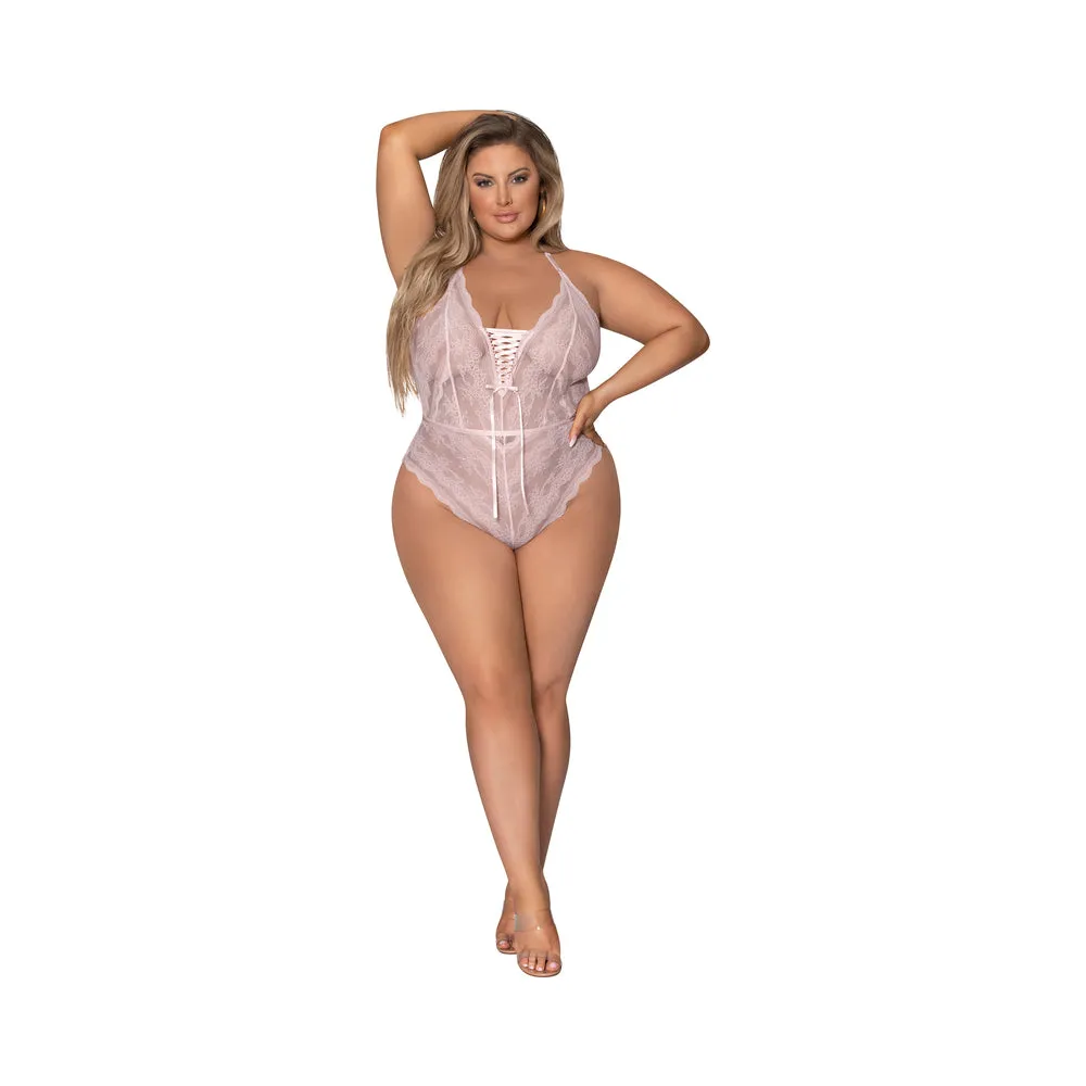 Magic Silk Seabreeze Teddy With Snap Crotch Blush Queen Size