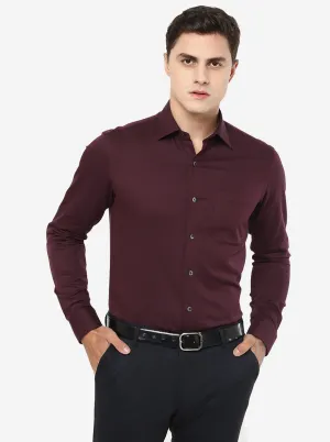 Maroon Solid Slim Fit Formal Shirt | JadeBlue