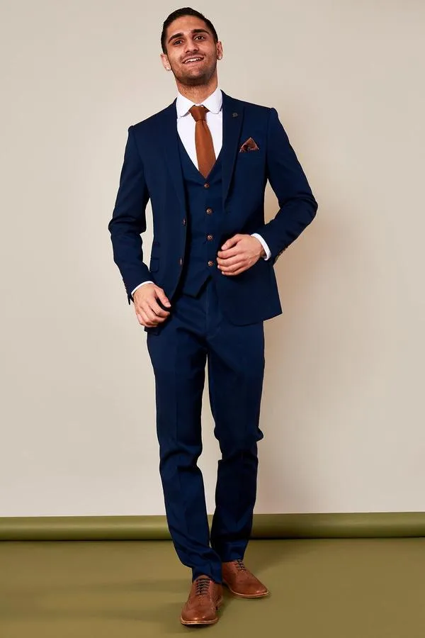 Max Royal Blue Three Piece Suit | Wedding Wear | Office Wear