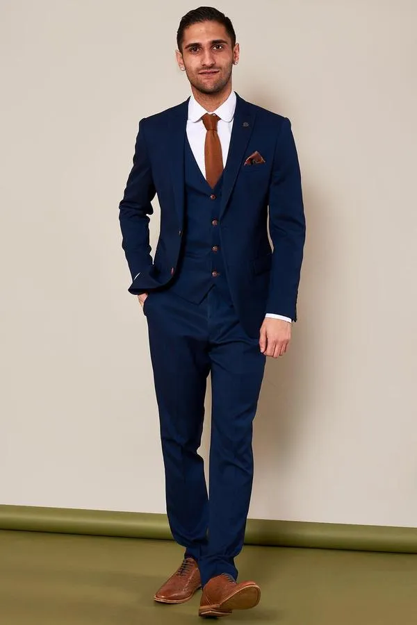 Max Royal Blue Three Piece Suit | Wedding Wear | Office Wear