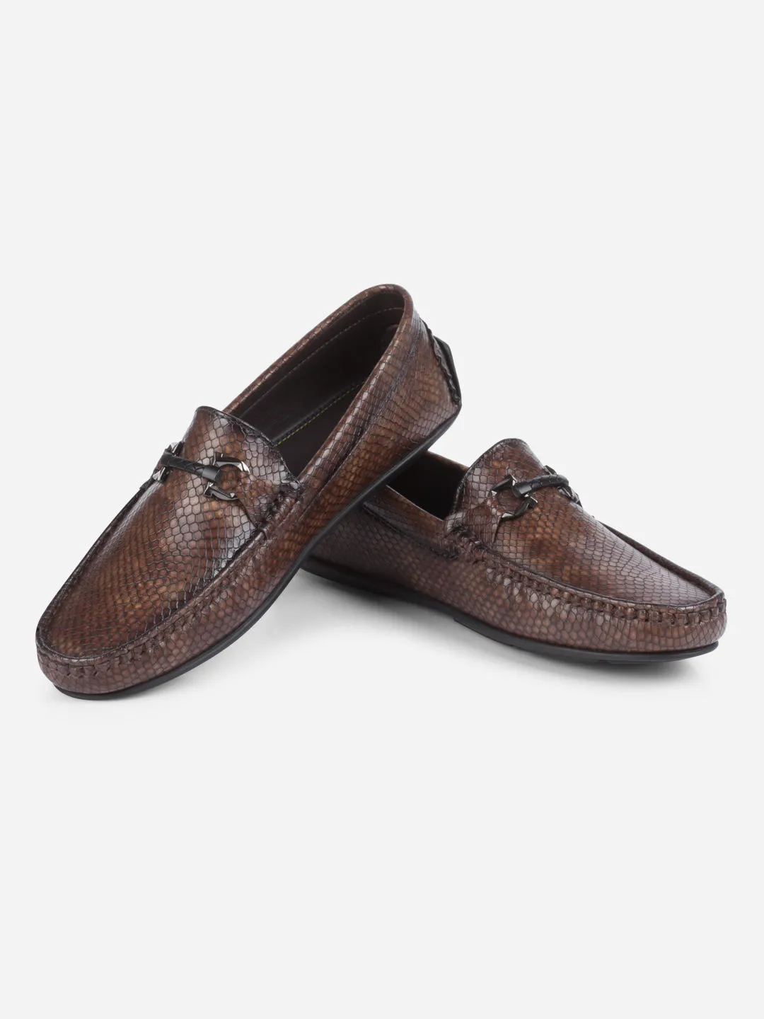 Men's Brown Moc Toe Buckle Loafer (IX4114)