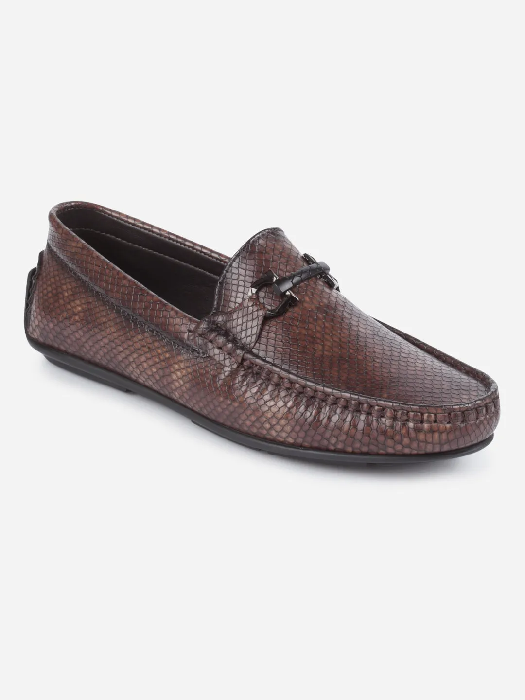 Men's Brown Moc Toe Buckle Loafer (IX4114)