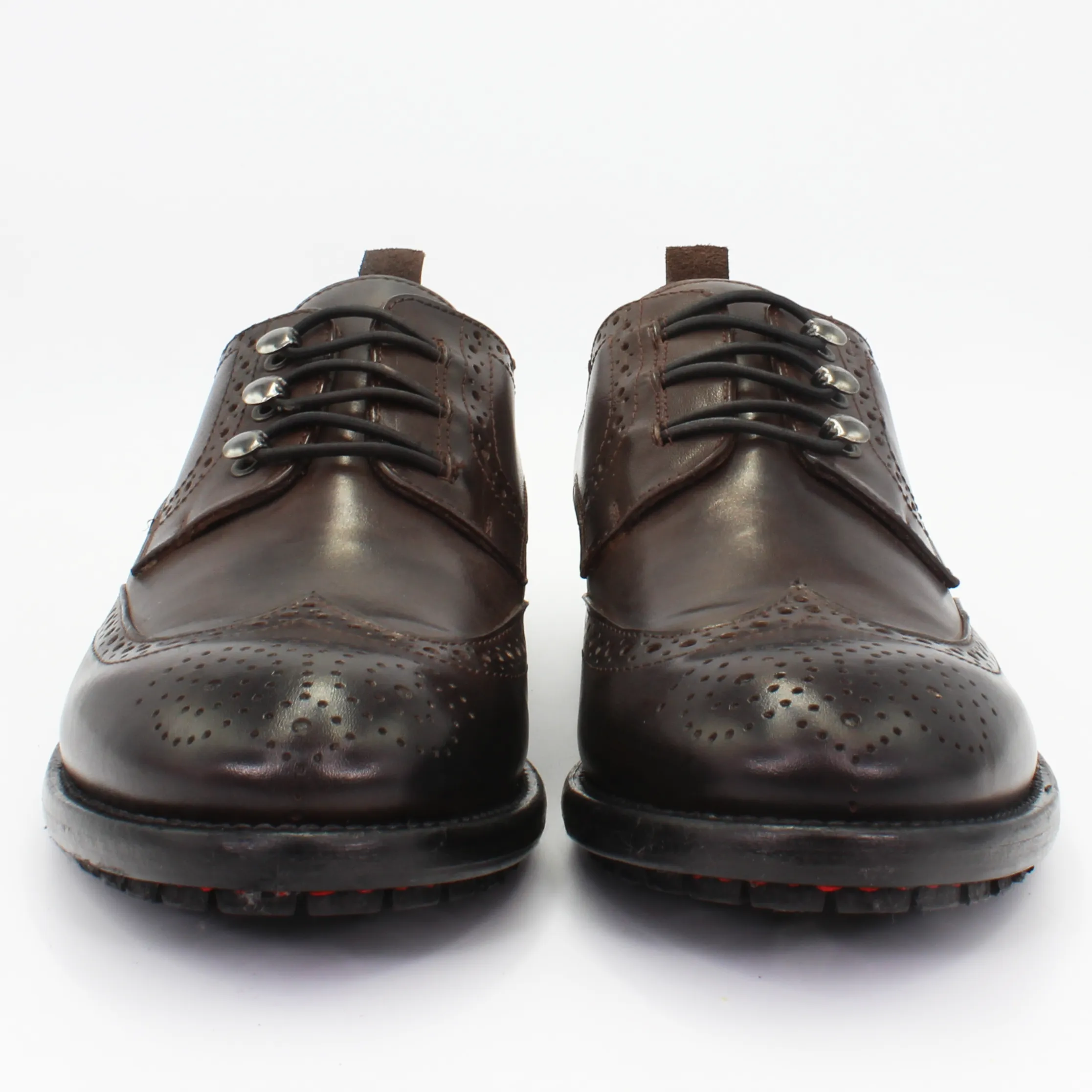 Men's Derby Brogue with Elastic Laces in Calf Leather Testa Di Moro Brown (JPU38767/10)