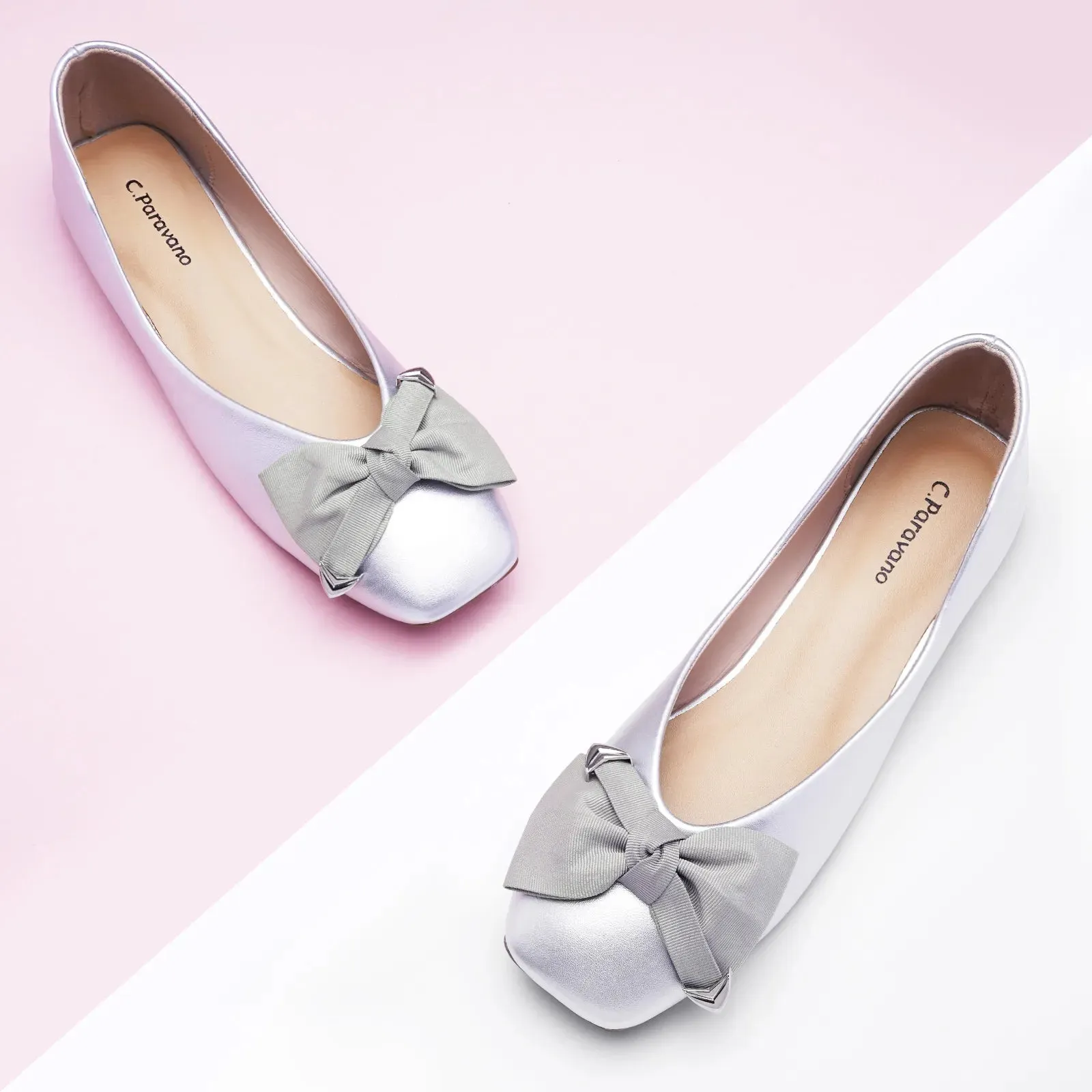 Metal Bow Ballerina Flats (Eva)