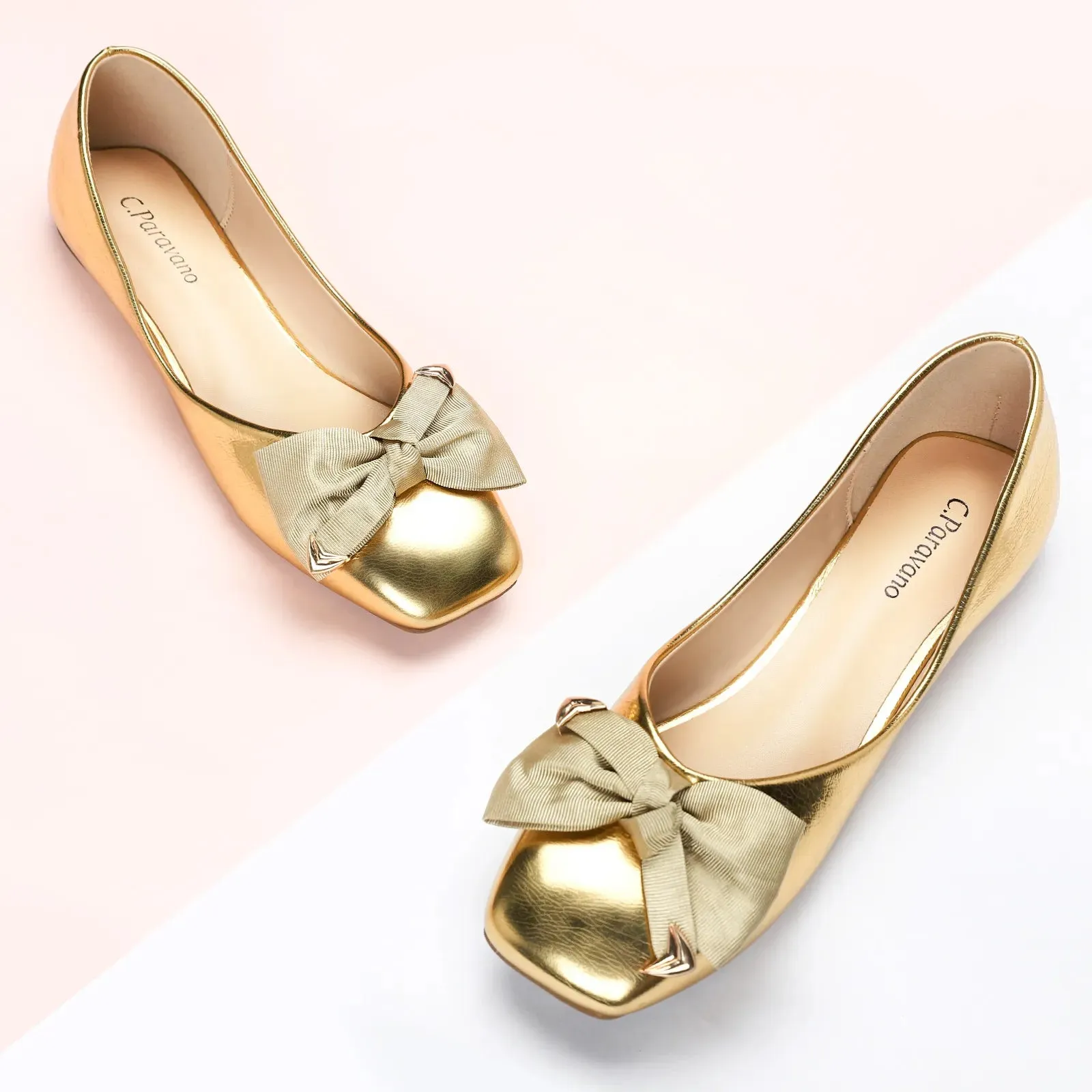 Metal Bow Ballerina Flats (Eva)