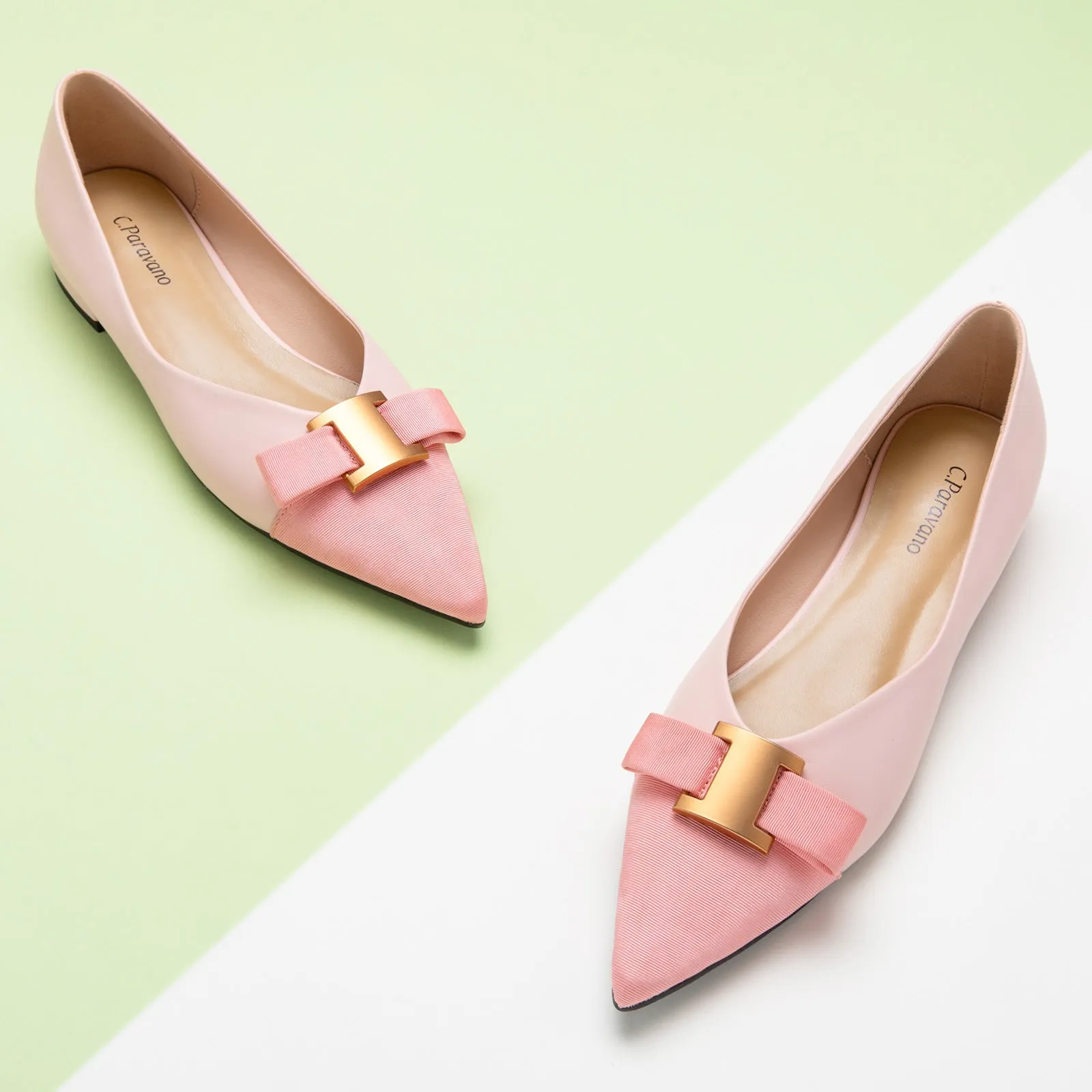 Metal Tie Flats (Aida) Pink