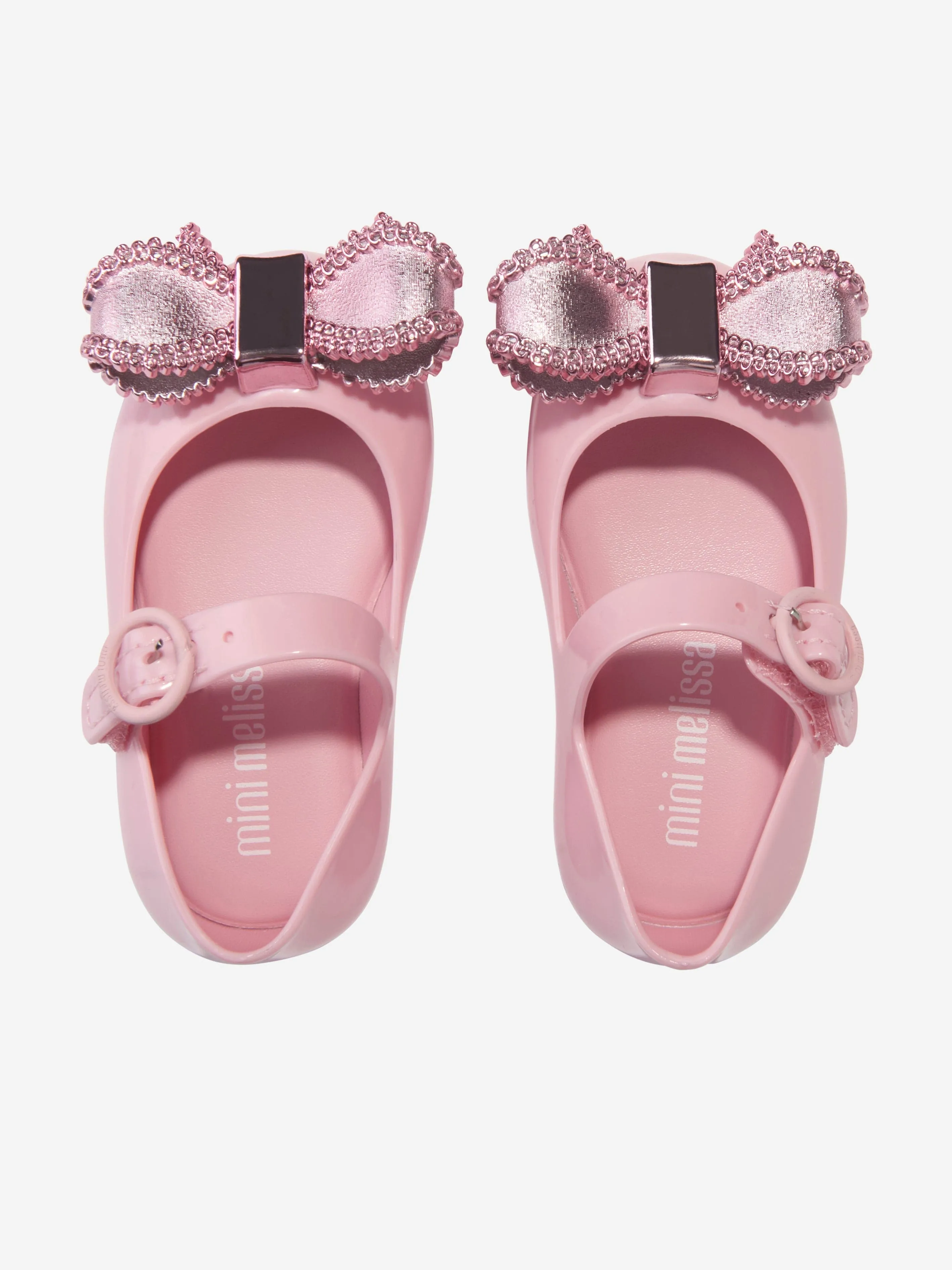 Mini Melissa Girls Mini Sweet Love Bow Jelly Ballerinas in Pink