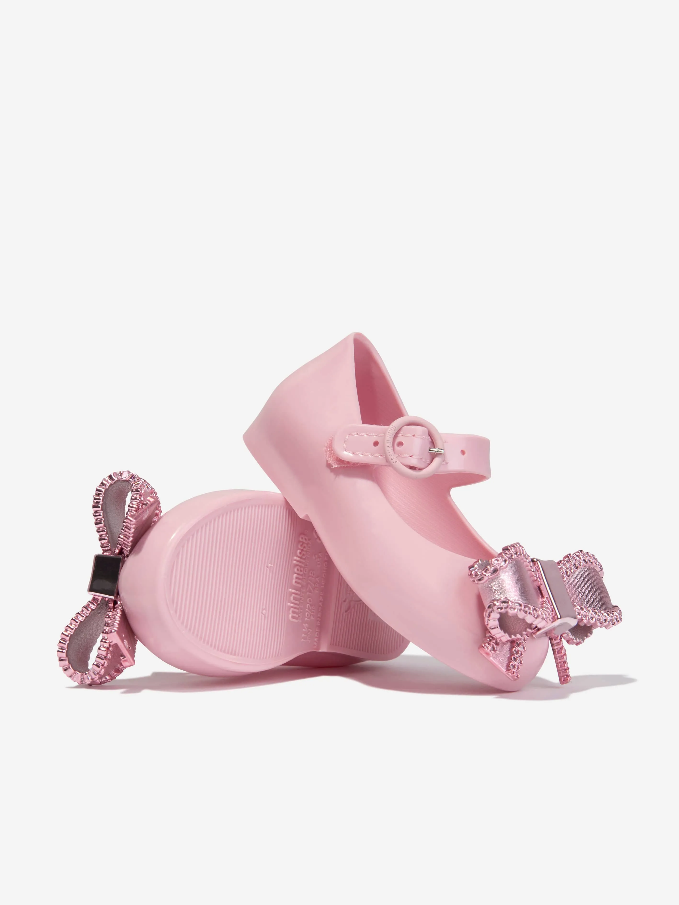 Mini Melissa Girls Mini Sweet Love Bow Jelly Ballerinas in Pink