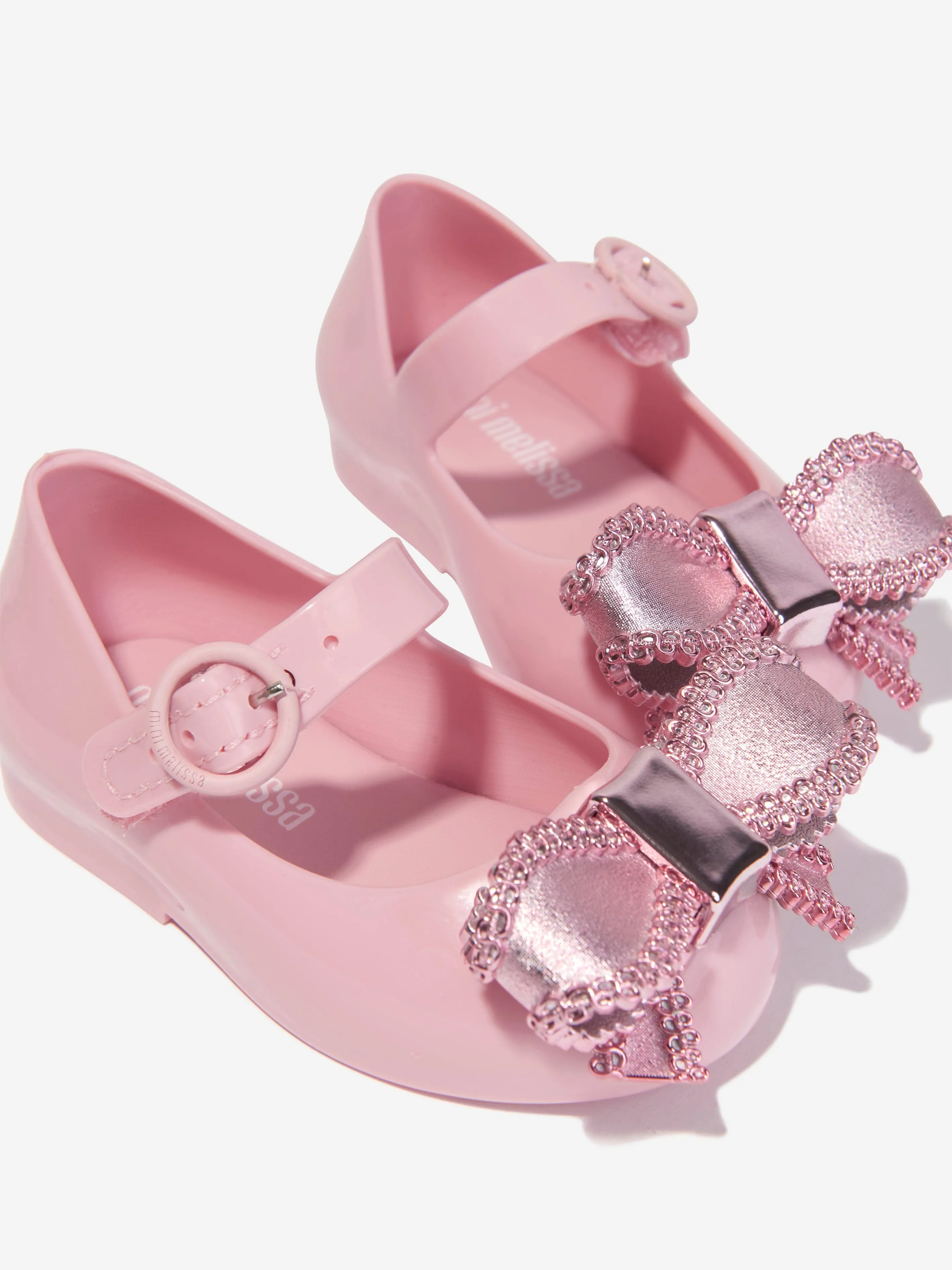 Mini Melissa Girls Mini Sweet Love Bow Jelly Ballerinas in Pink