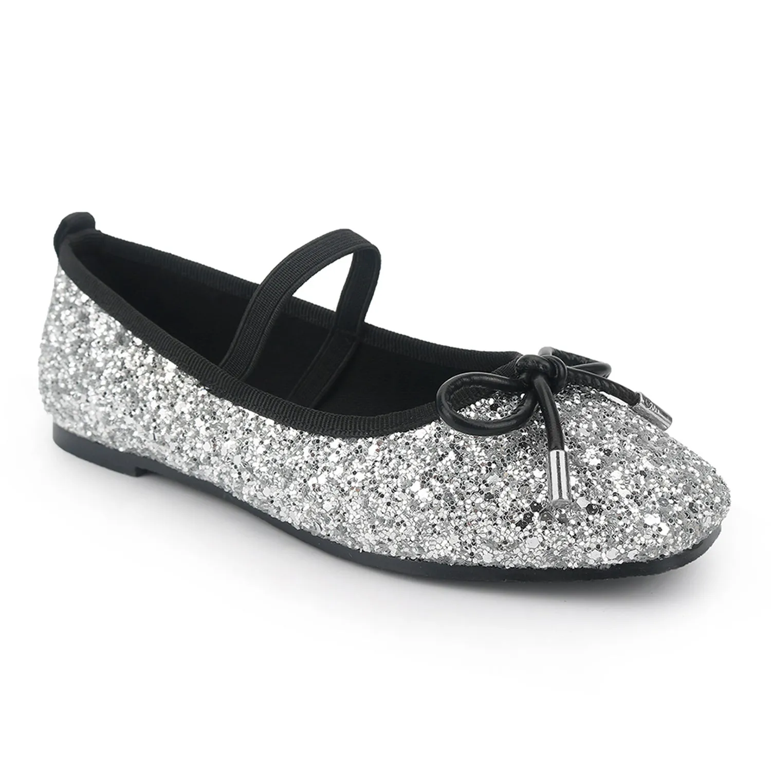 Miss Emma Flat in Silver Glitter - Kids