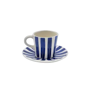 Navy Blue Stripes Espresso Cup & Saucer