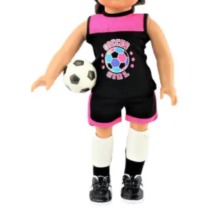 Neon Pink and Black Soccer Girl Outfit for 18-inch dolls