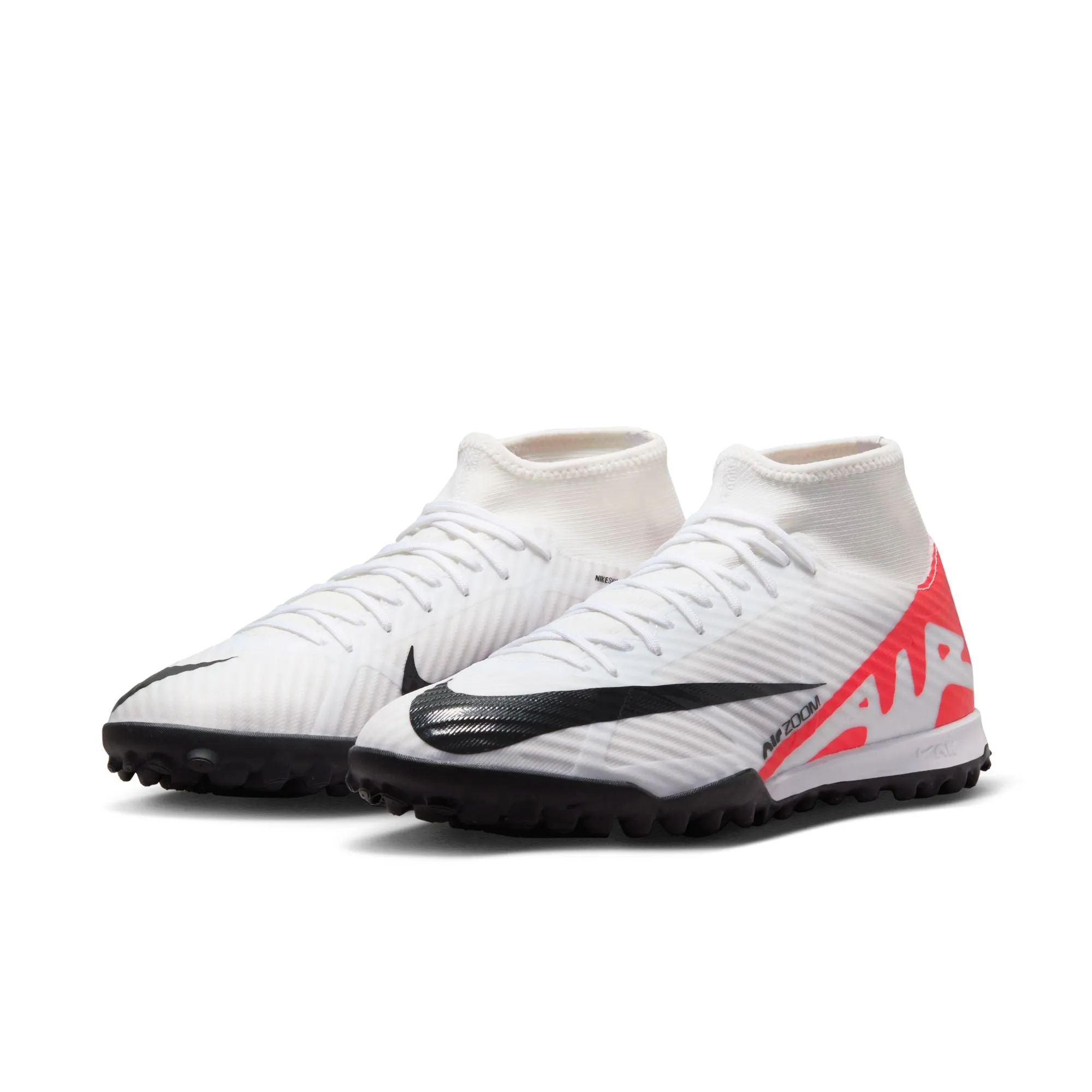 Nike Air Zoom Mercurial Superfly 9 Academy TF Turf Soccer Shoe - White/Bright Crimson/Black