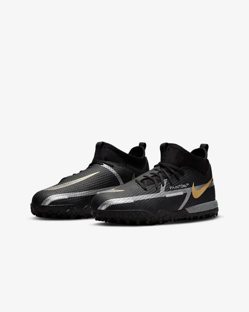 Nike JR Phantom GT2 Academy DF Turf - Black-Dark Grey-Gold