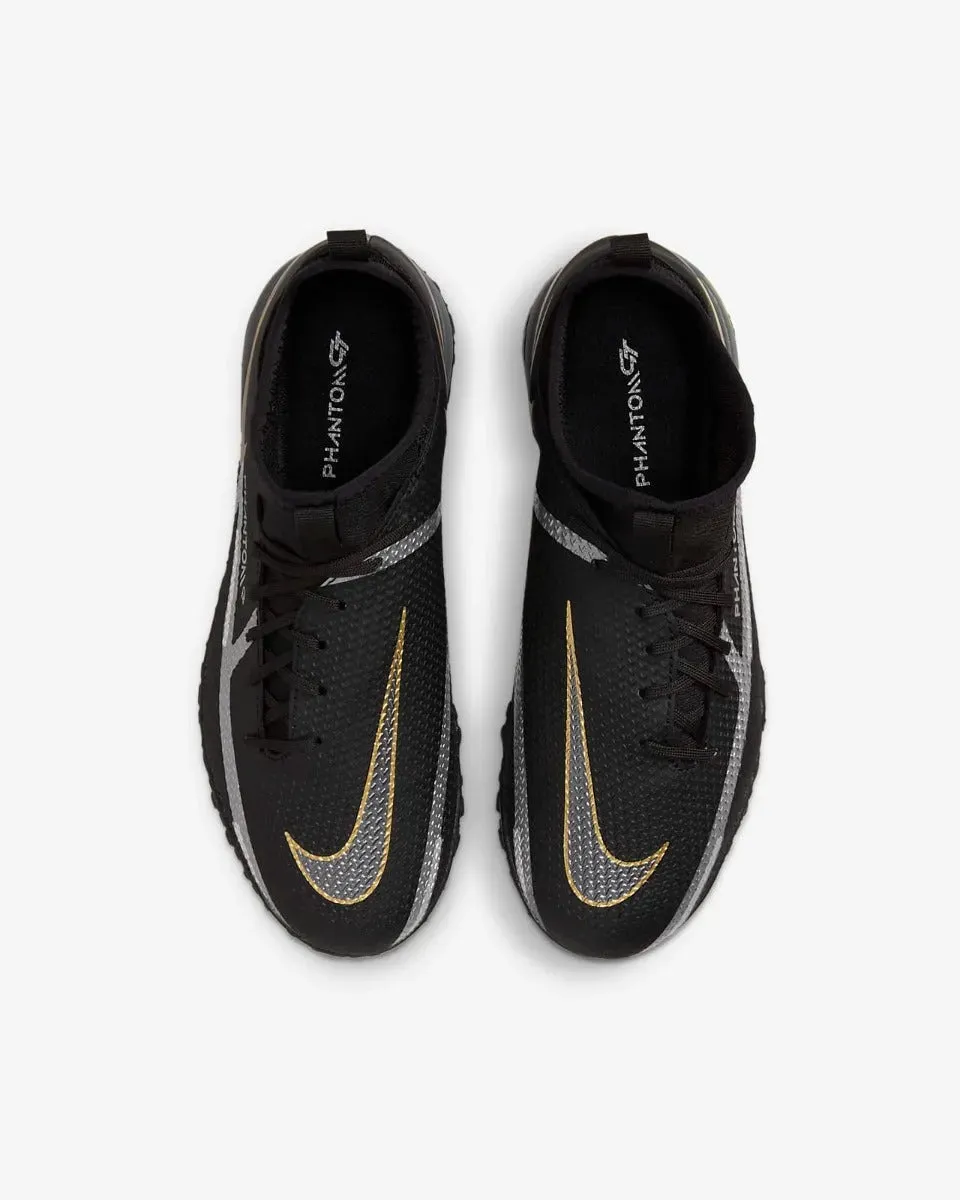 Nike JR Phantom GT2 Academy DF Turf - Black-Dark Grey-Gold