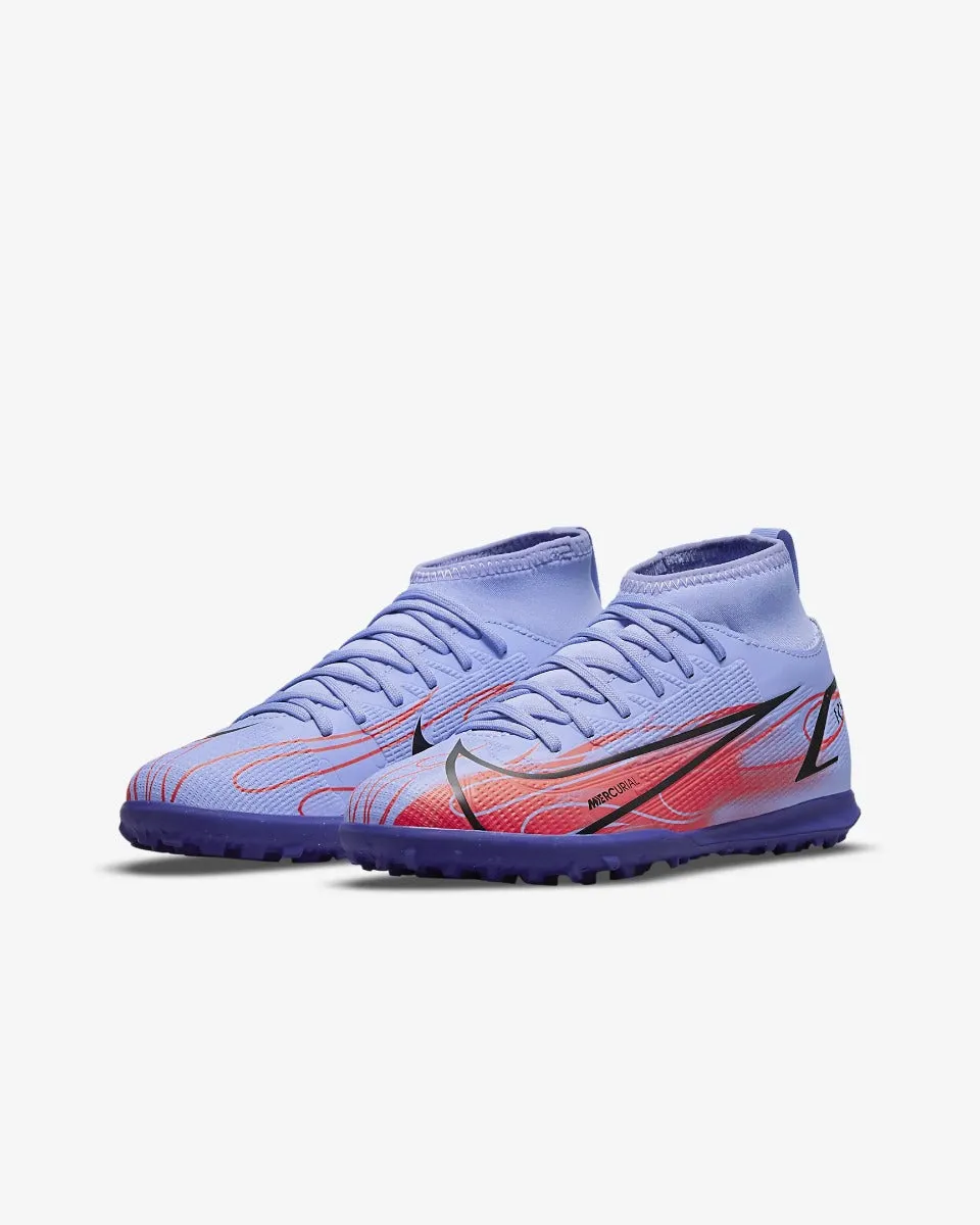 Nike JR Superfly 8 Club KM Turf - Light Thistle-Bright Crimson