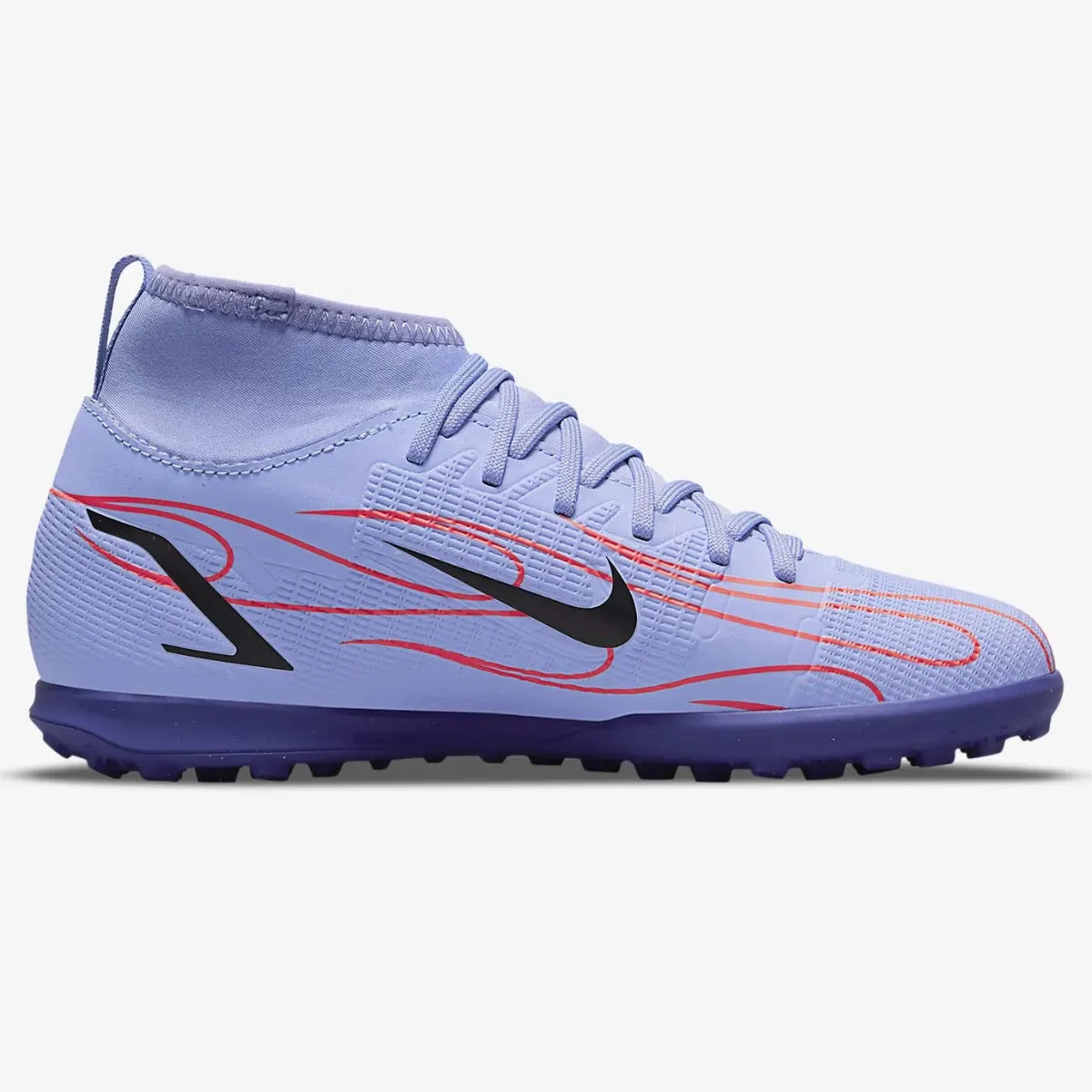 Nike JR Superfly 8 Club KM Turf - Light Thistle-Bright Crimson