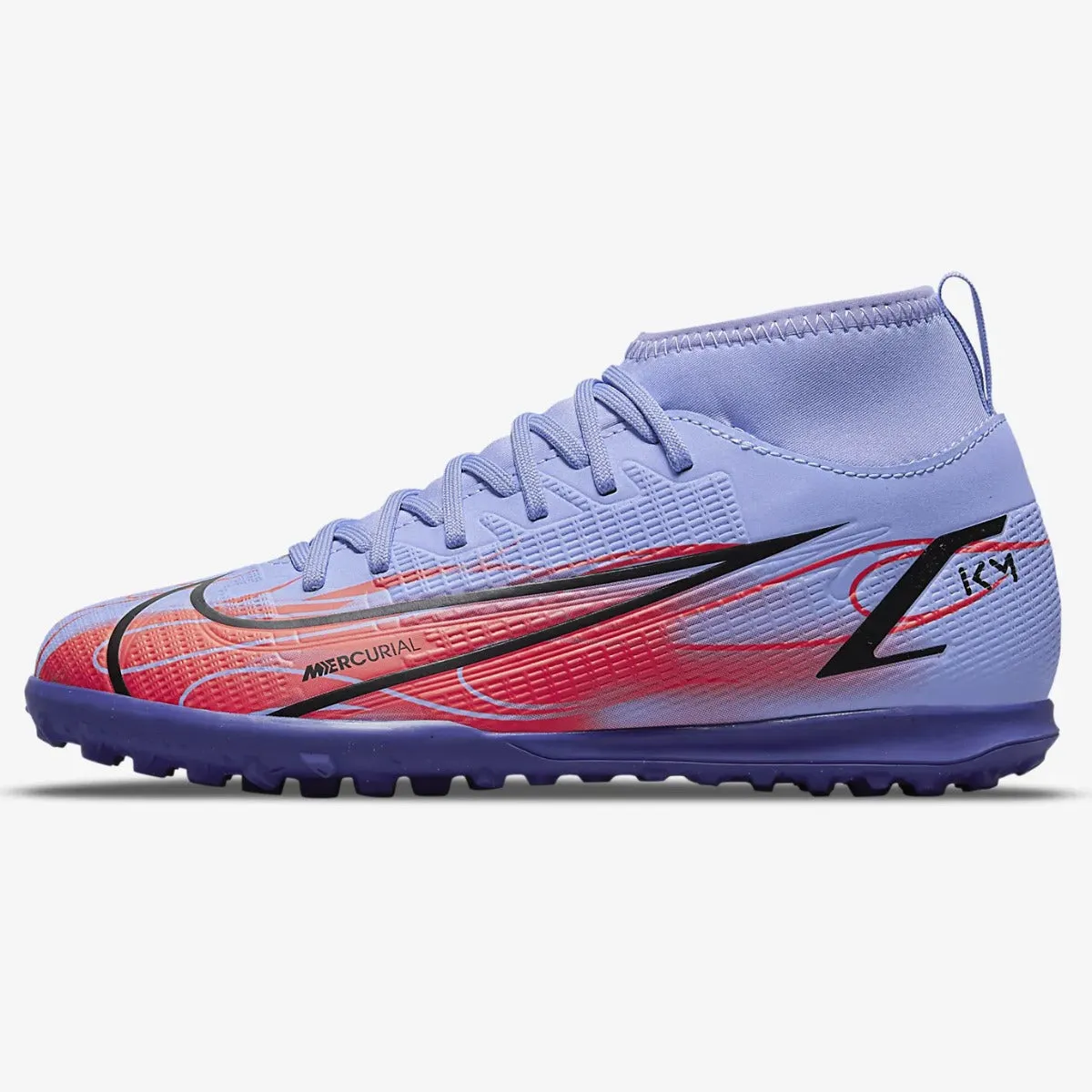 Nike JR Superfly 8 Club KM Turf - Light Thistle-Bright Crimson