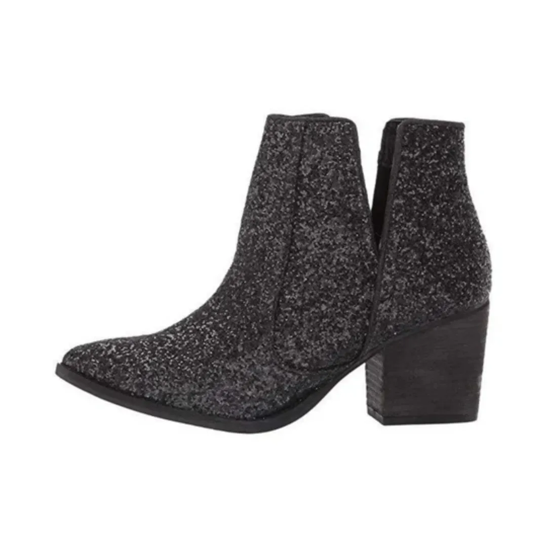 Online Exclusive | Fiera Heeled Glitter Booties in Black