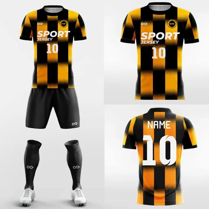 Orange Check-Custom Soccer Jerseys Kit Sublimated Design