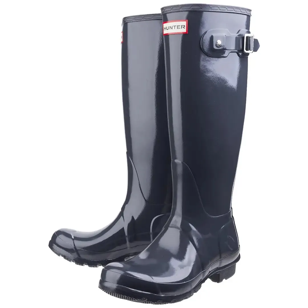 Original Tall Gloss Wellington Boots - Dark Slate by Hunter