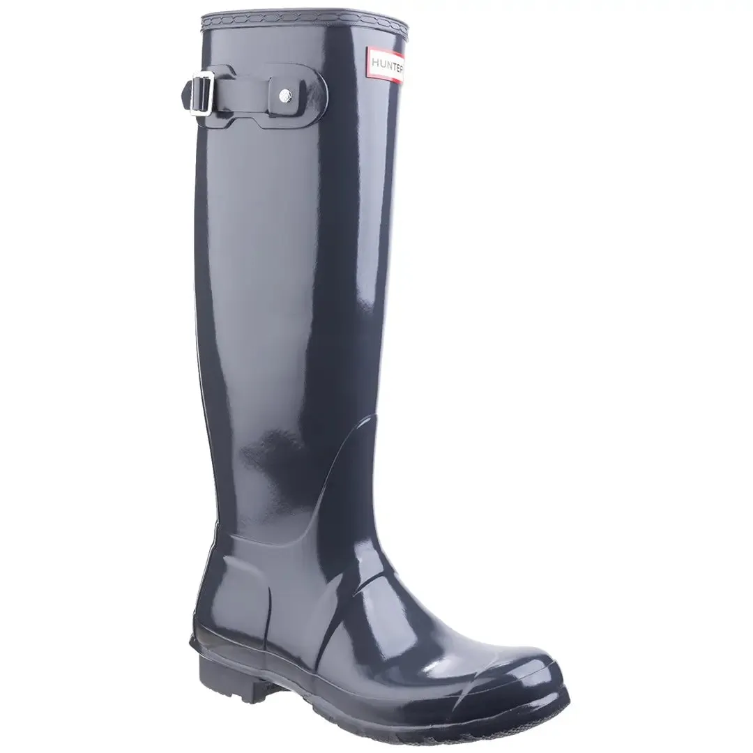 Original Tall Gloss Wellington Boots - Dark Slate by Hunter