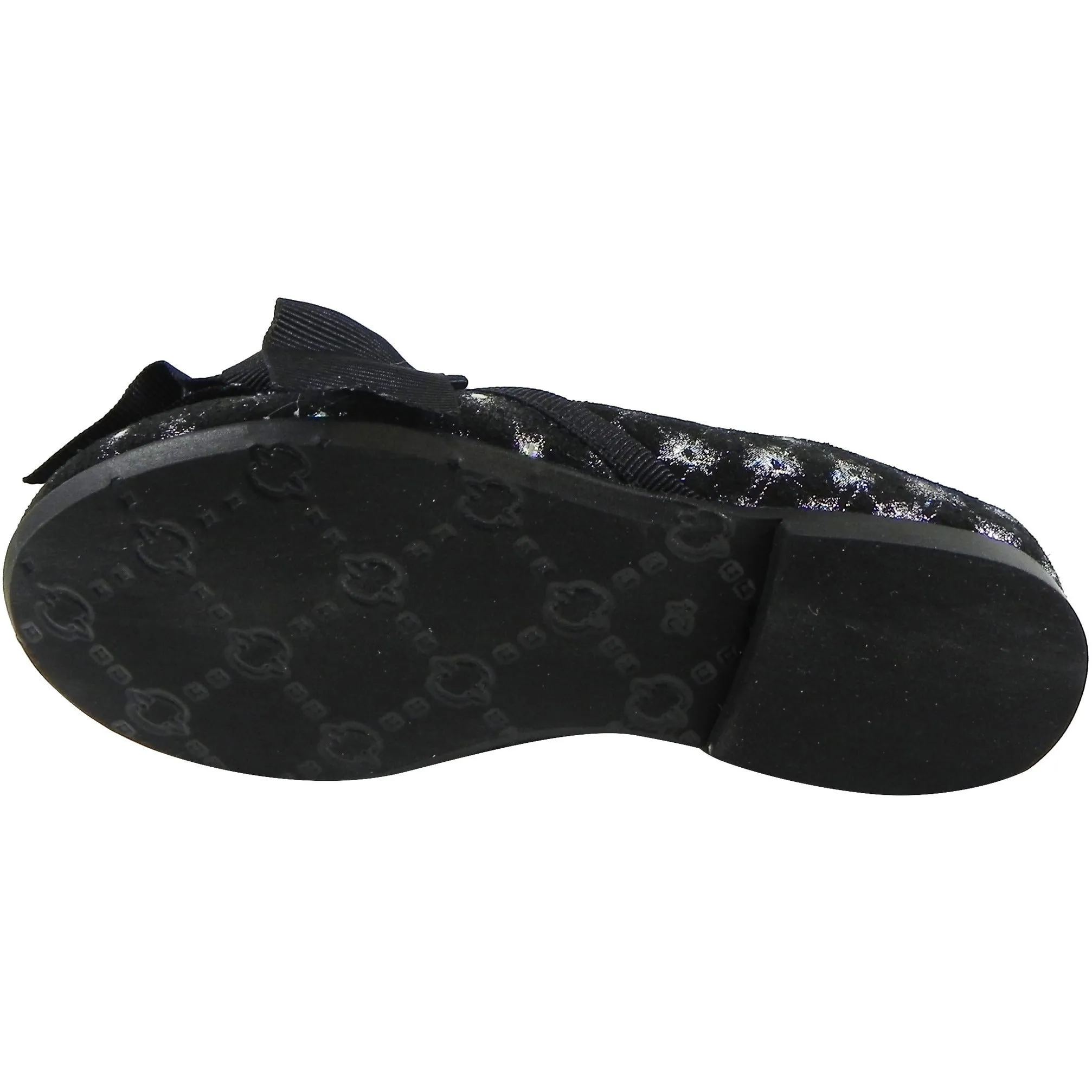 Papanatas by Eli Black Sparkle Suede with Bow Slip On Ballet Flats