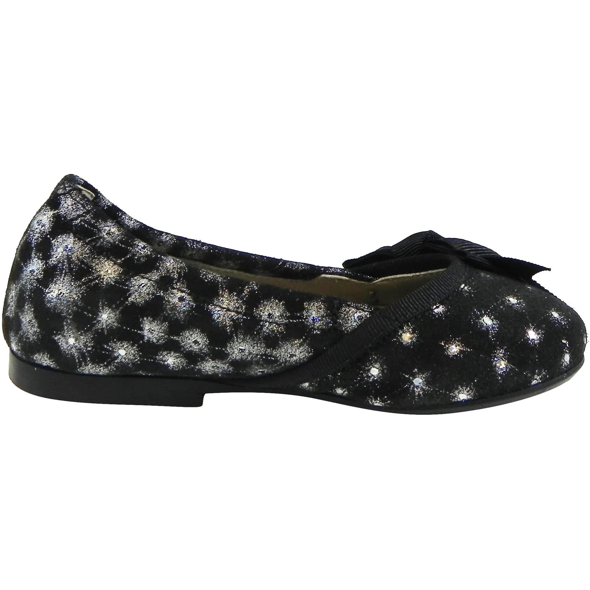 Papanatas by Eli Black Sparkle Suede with Bow Slip On Ballet Flats