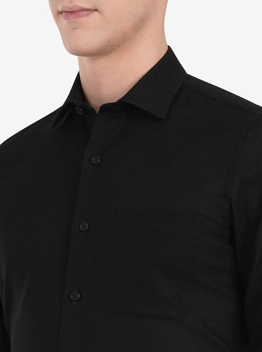 Pastel Black Dobby Slim Fit Formal Shirt | JadeBlue