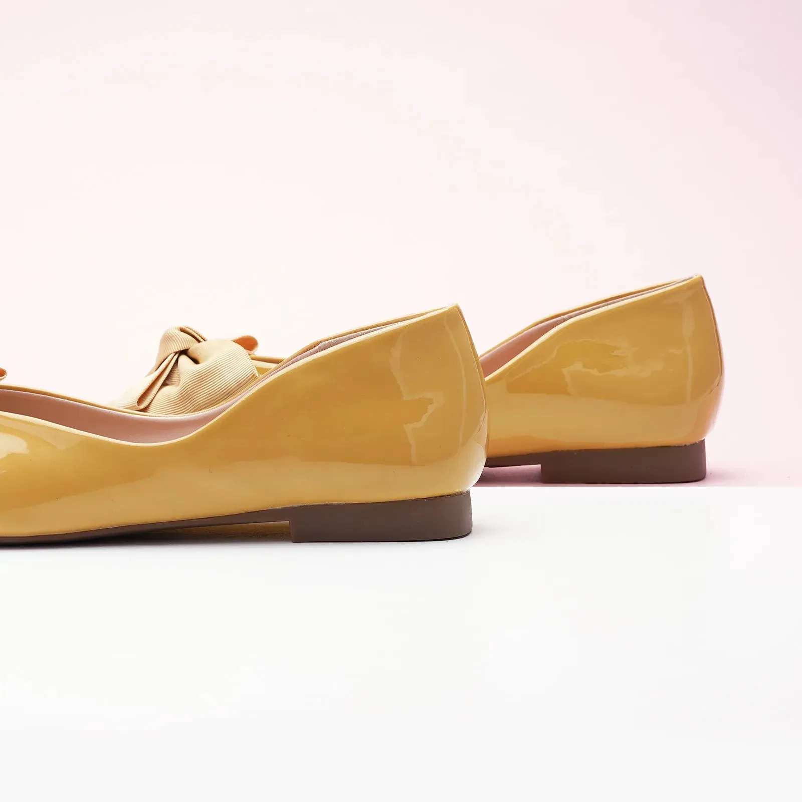 Patent Bow Ballerina Flats (Eva) Yellow