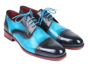 Paul Parkman Cap-Toe Derby Shoes in Blue / Turquoise