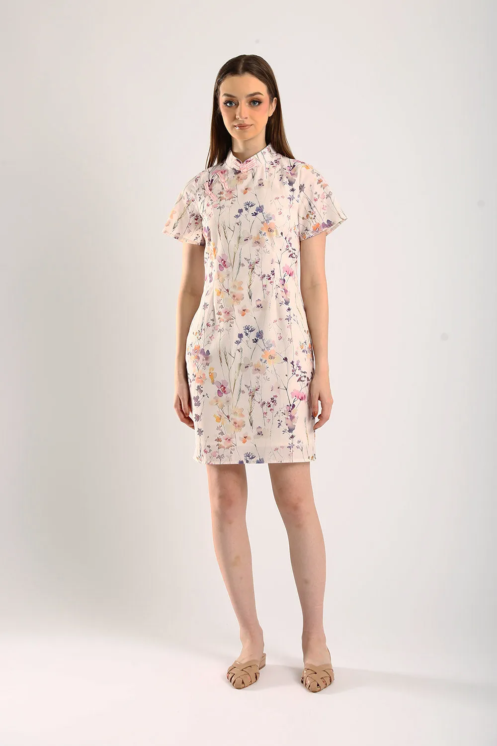 Perla Cheongsam Dress in Pink Floral