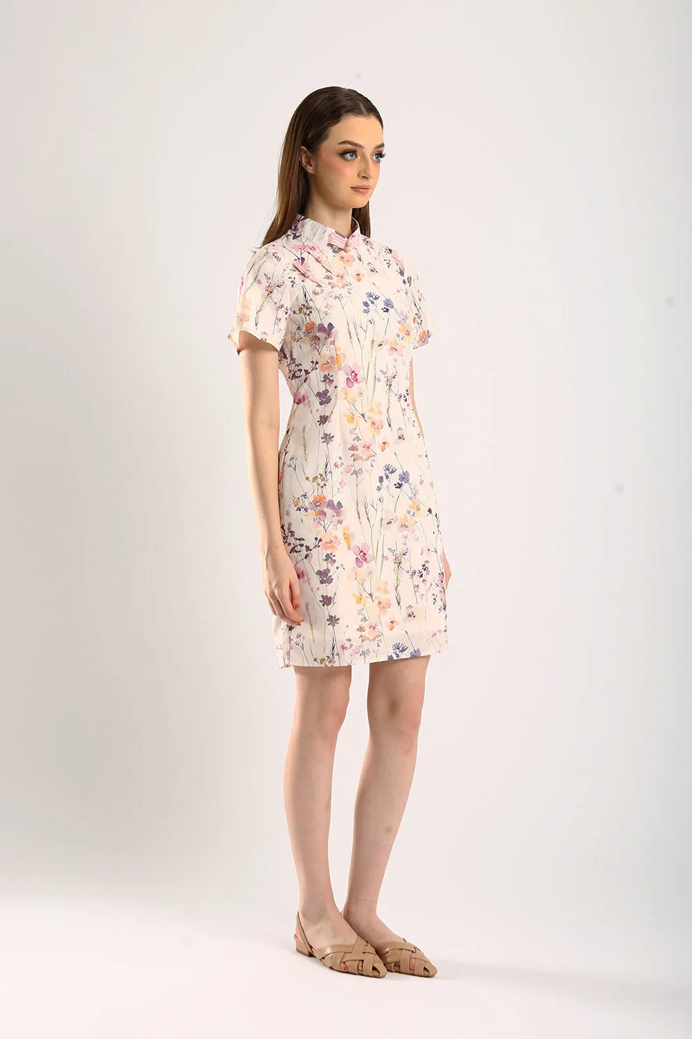 Perla Cheongsam Dress in Pink Floral