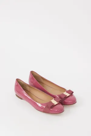 Pink & Gold Patent Leather Vara Bow Flat