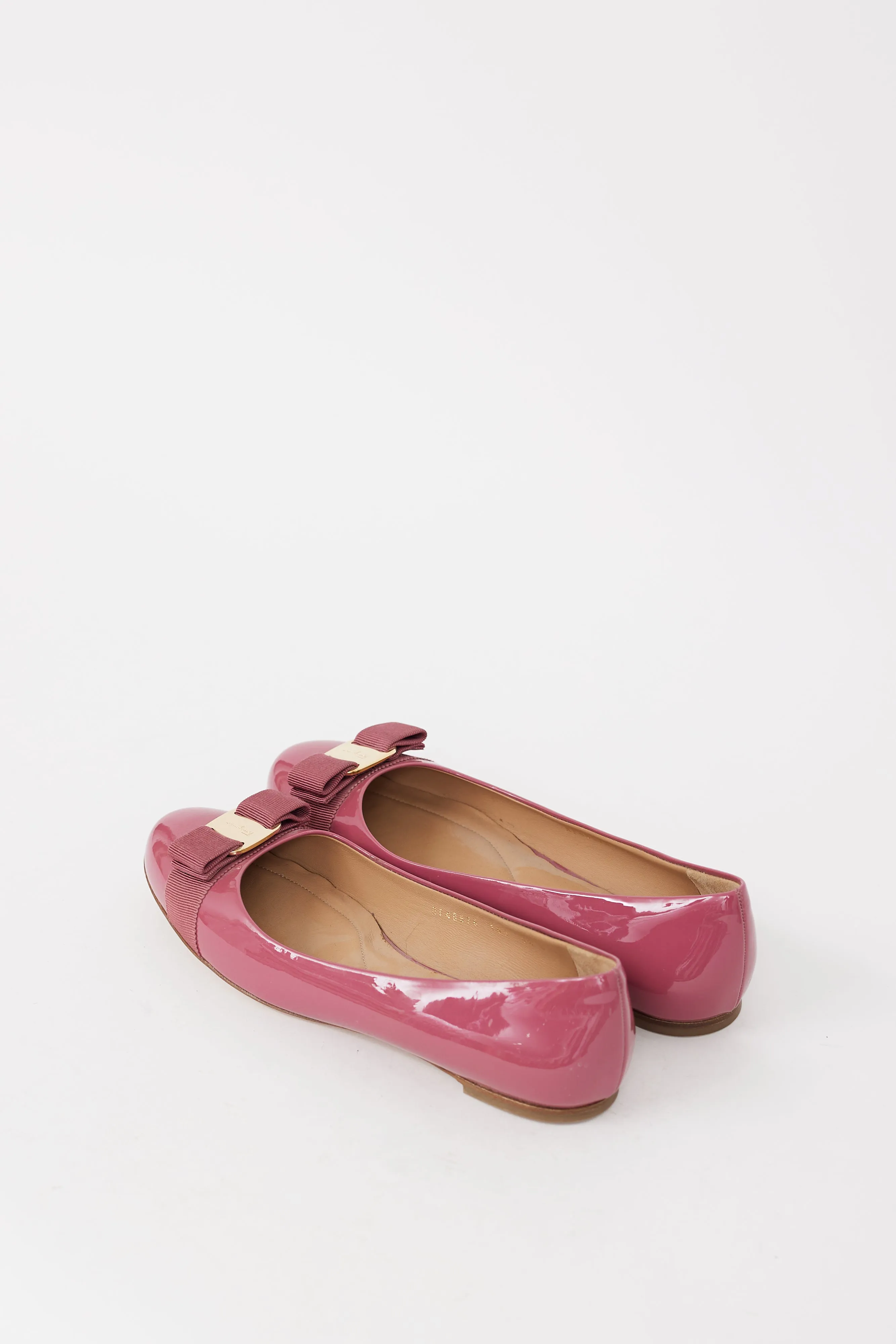 Pink & Gold Patent Leather Vara Bow Flat