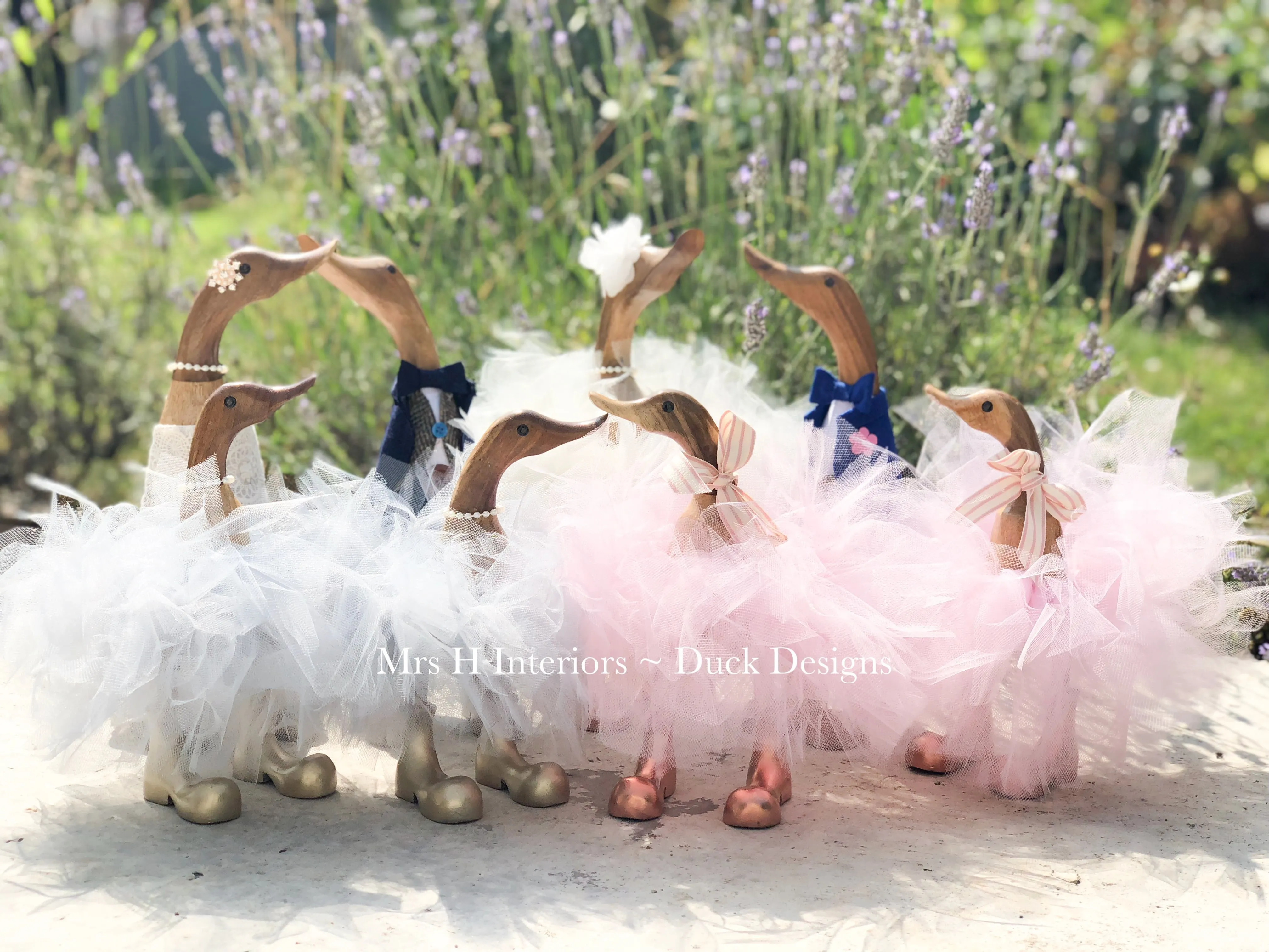 Pink Tutu Duck - Decorated Wooden Duck in Boots by Mrs H the Duck Lady