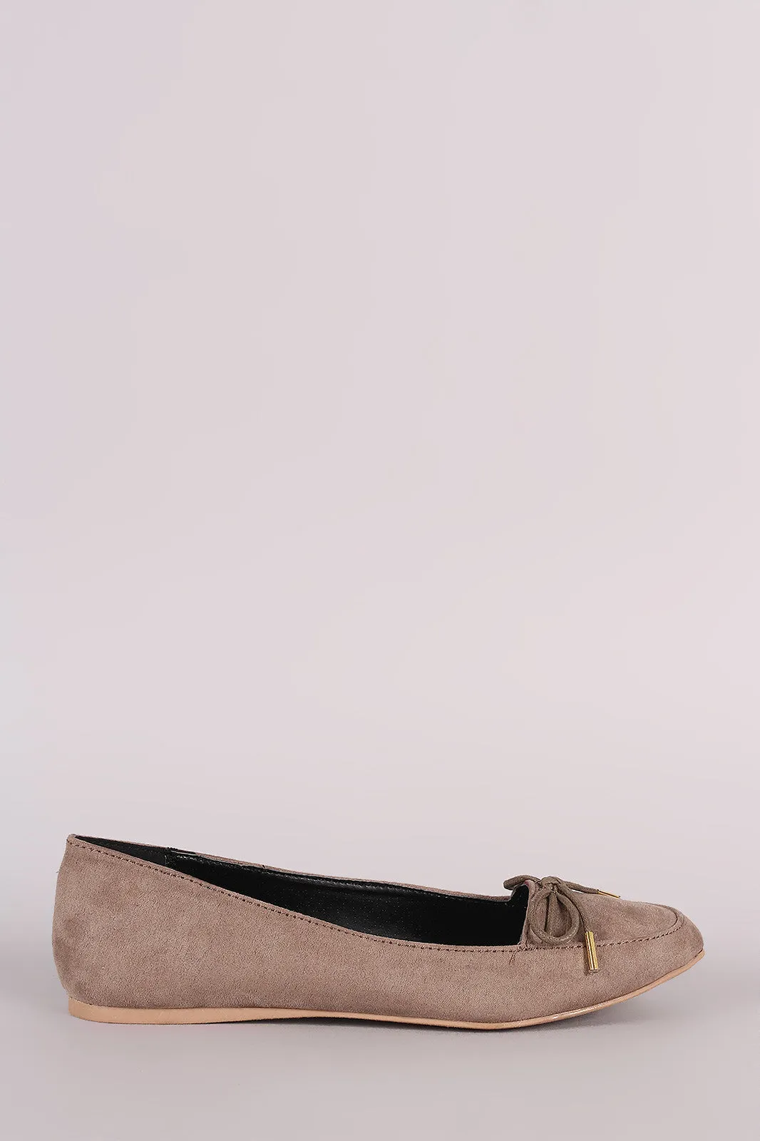 Qupid Almond Toe Bow Loafer Flats