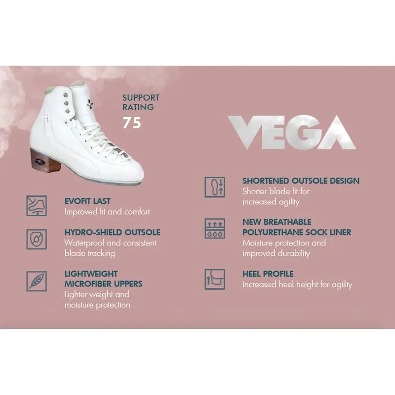 Riedell Vega, Skating Boot,  White, AA,B,D Width