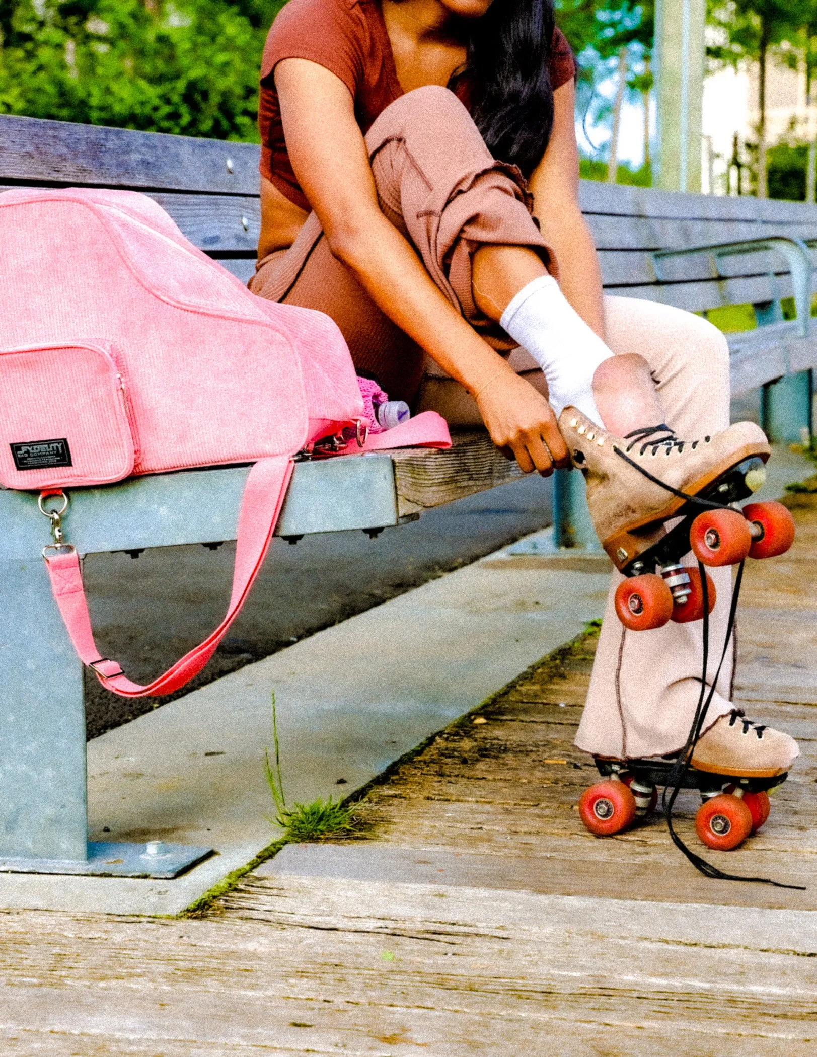 Roller Skate Backpack | Freewheelin' | Corduroy Pink