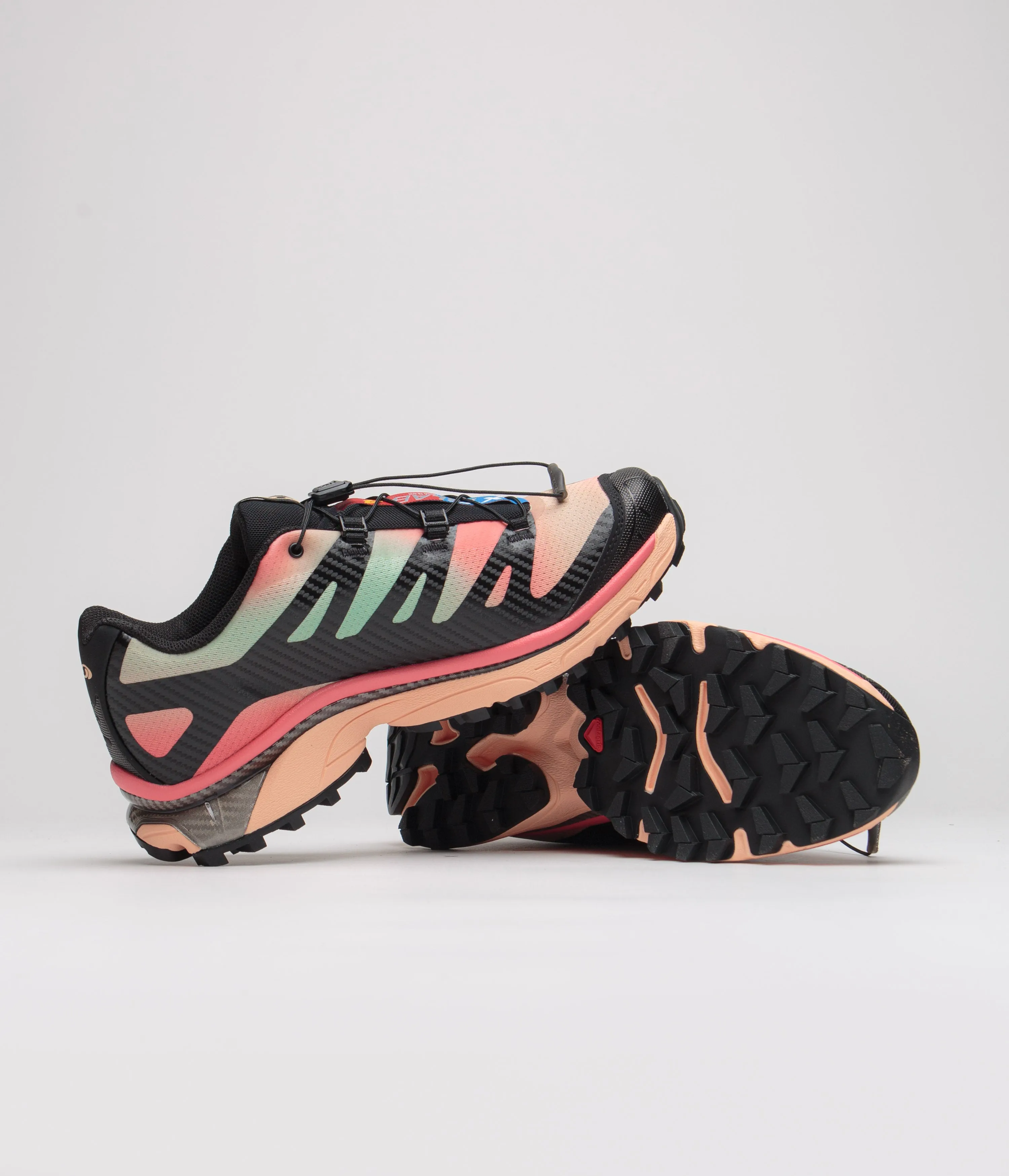 Salomon XT-4 OG Aurora Borealis Shoes - Black / Prairie Sunset / Sugar Coral