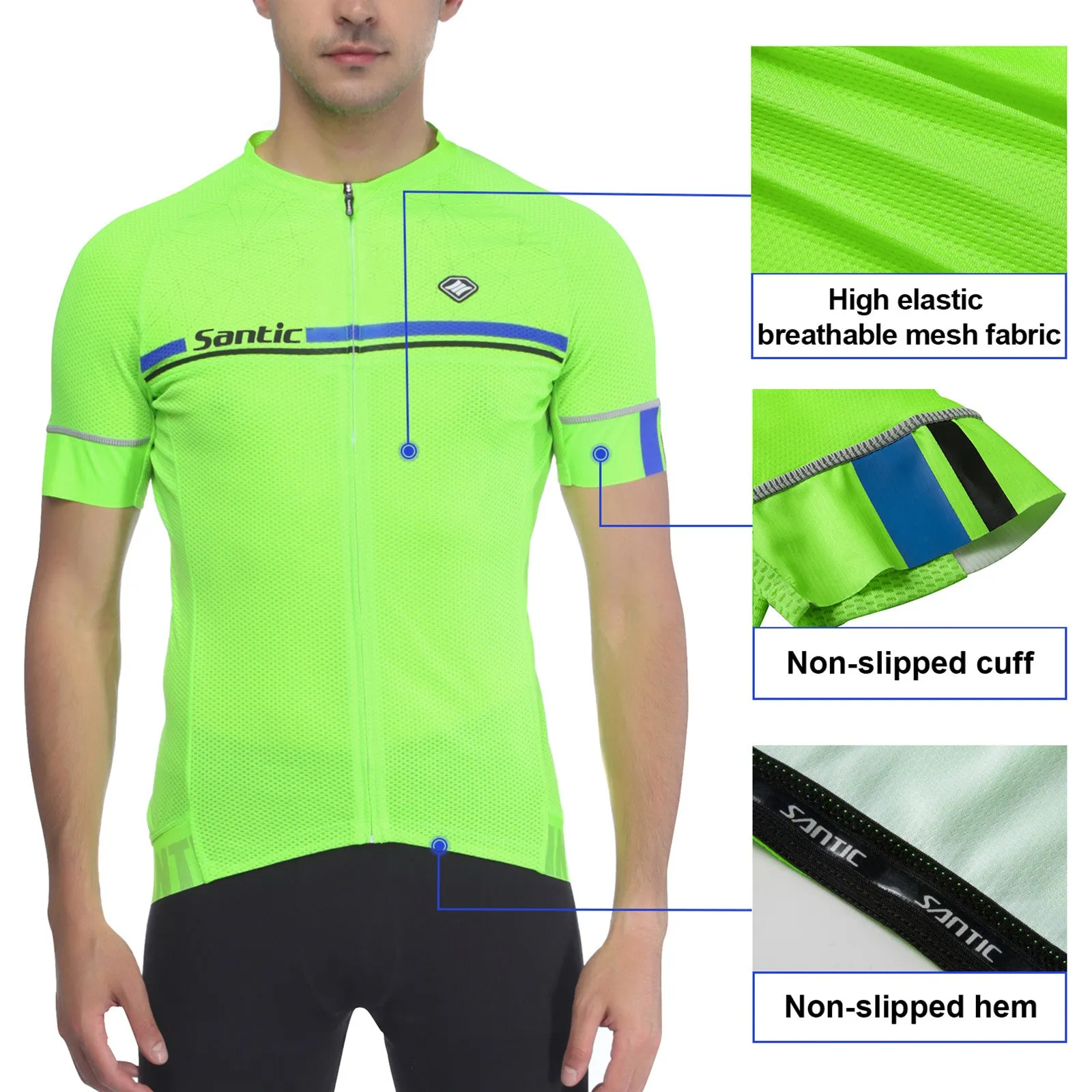 Santic Kamen Lightgreen Men Cycling Jersey Short Sleeve