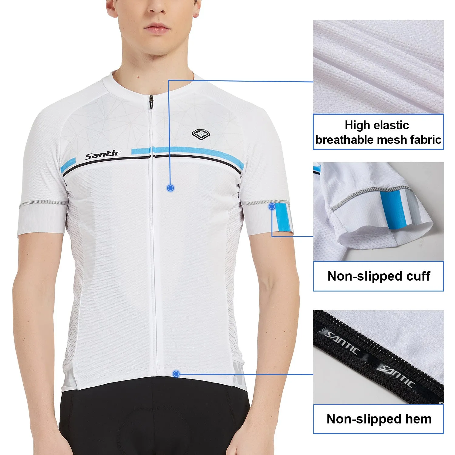 Santic Kamen White Men Cycling Jersey Short Sleeve